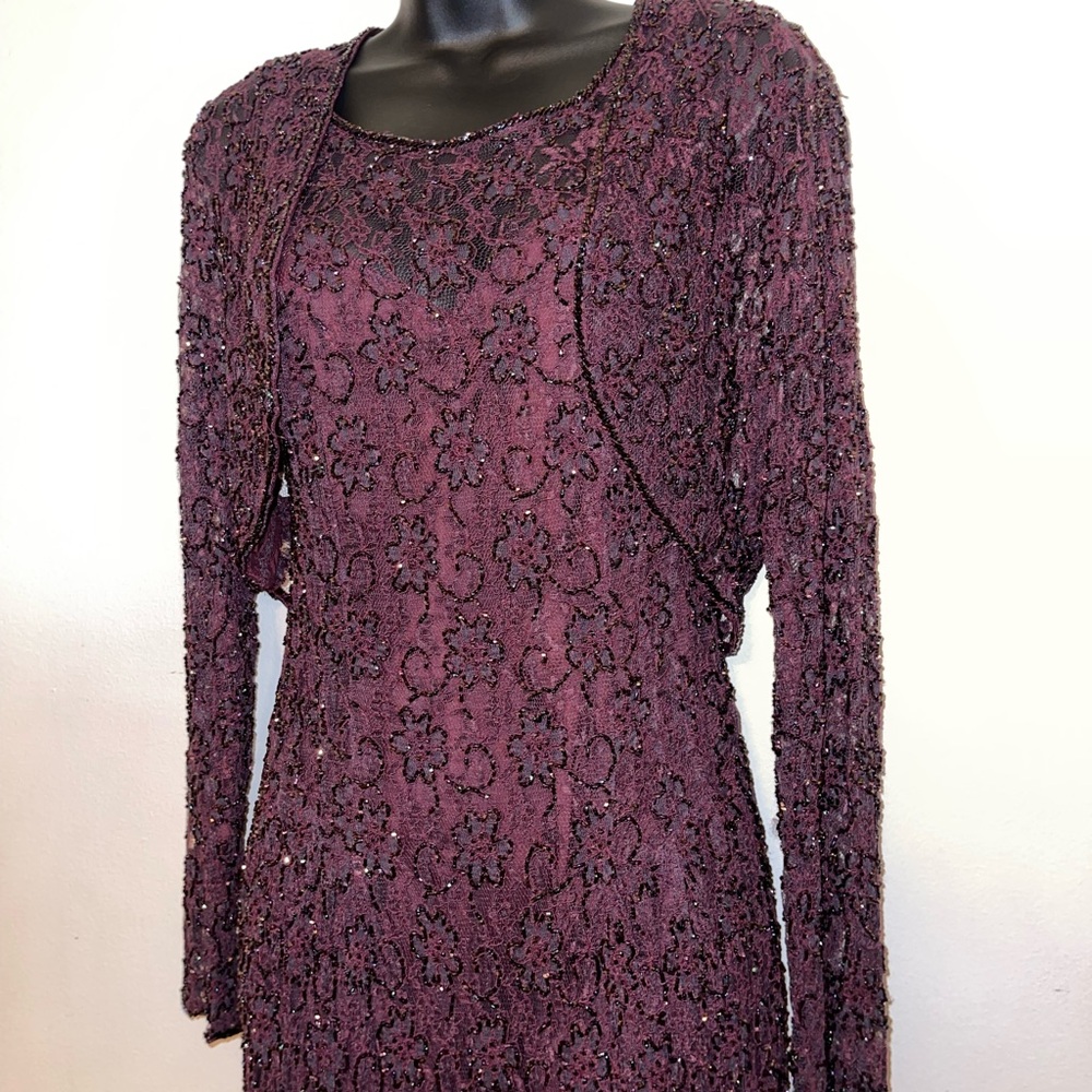 Carmen Marc Valvo Deep Purple Midi Dress